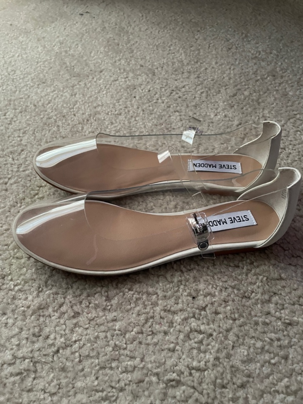 Steve Madden Clear and Nude Mary Jane Ballet Flats